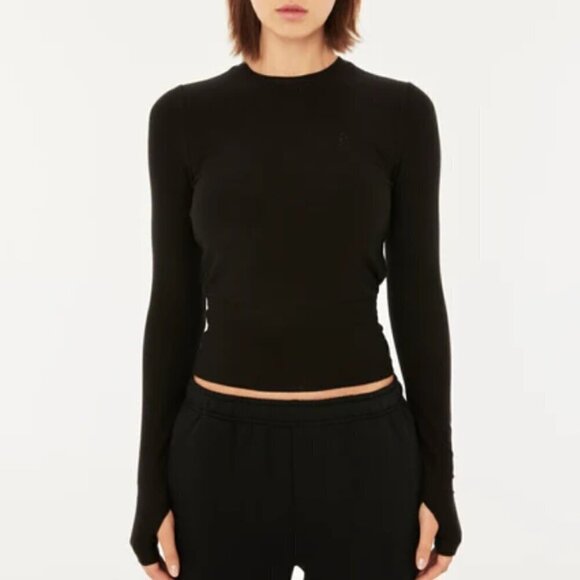 P.E. Nation NWT Women's Size XL Black Free Play 2.0 Long Sleeve Rib Tee - Picture 1 of 11